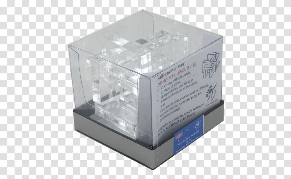 Falling Water Fallingwater Burr Complex Interlocking Box, Crystal, Tabletop, Furniture, Carton Transparent Png