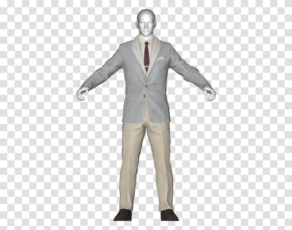 Fallout 4 Clean Striped Suit, Shirt, Tie, Person Transparent Png