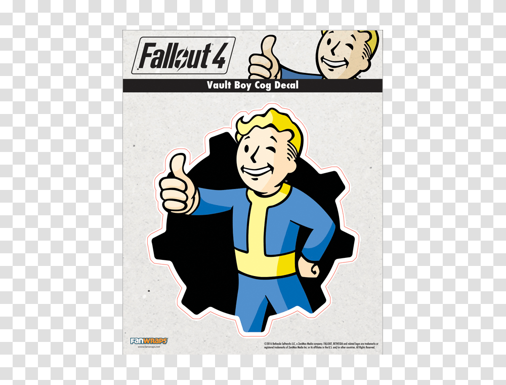 Fallout Decal Vault Boy Cog The Official Bethesda Store Europe, Person, Human, Poster, Advertisement Transparent Png