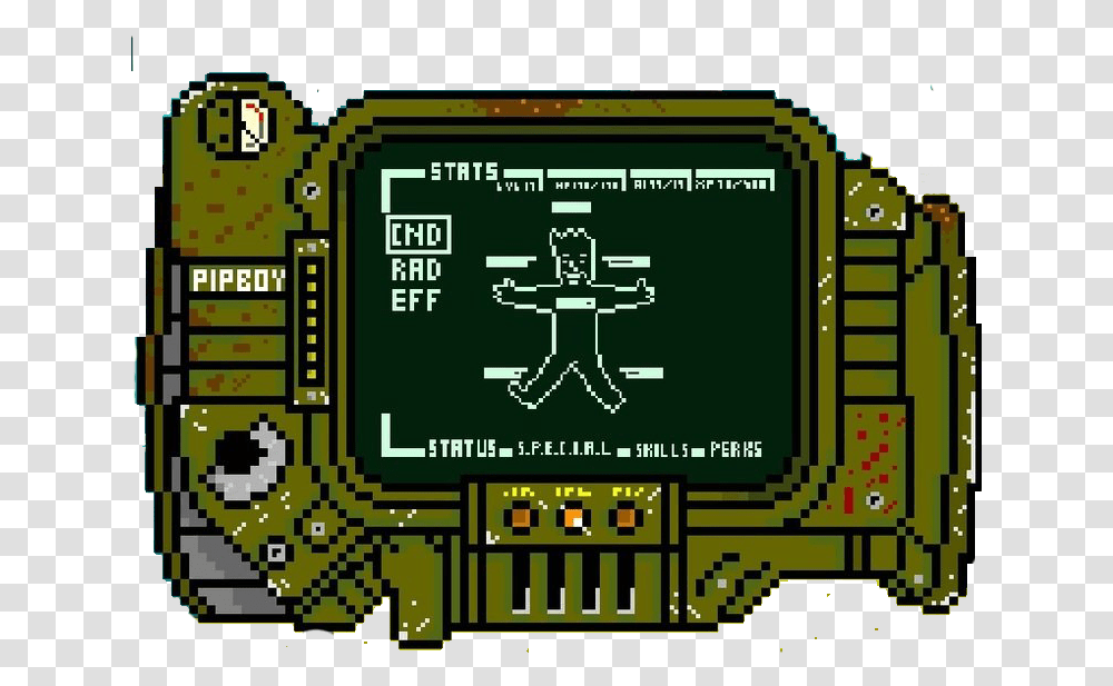 Fallout Pipboy Pixelart Template Minecraft Fallout Pixel Art, Scoreboard, Electronic Chip, Hardware, Electronics Transparent Png