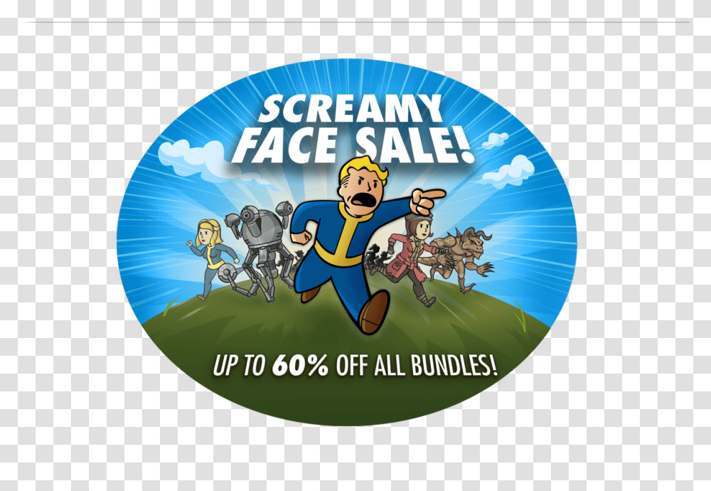 Fallout Shelter Screaming Cartoon, Label, Text, Dvd, Disk Transparent Png