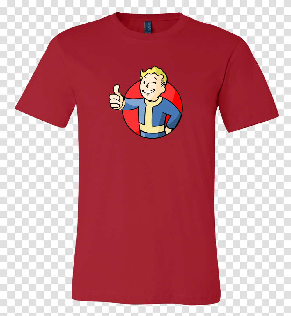 Fallout Vault Boy Thumbs Up Men's T Shirt Cartoon, Apparel, T-Shirt, Sleeve Transparent Png