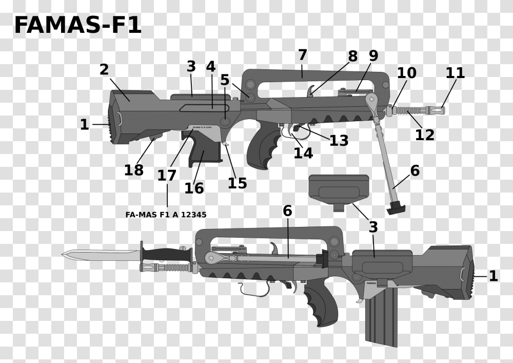 Famas, Gun, Weapon, Weaponry, Machine Gun Transparent Png