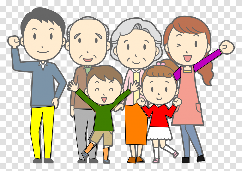 Familie 2b Clipart Family With Grandparents Clipart, Person, People, Drawing, Crowd Transparent Png