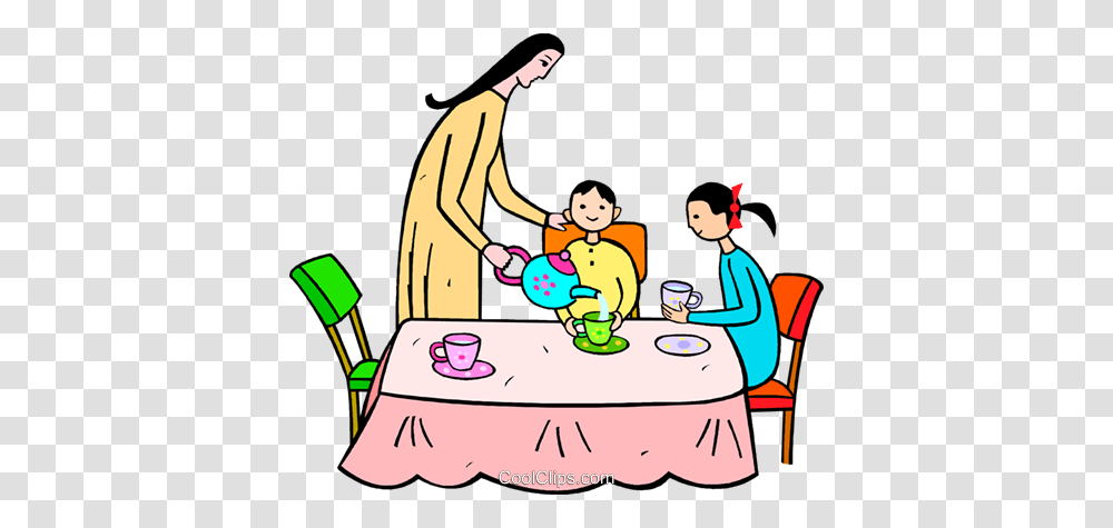 Family Being Served Tea Royalty Free Vector Clip Art Illustration, Person, People, Doodle, Drawing Transparent Png