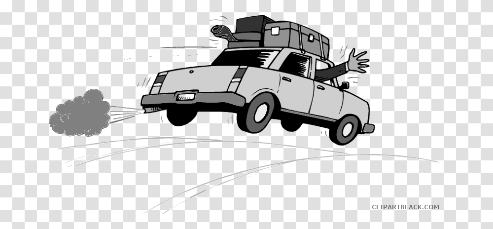 Family Car Clipart Black And White Graphic Family Car Car Driving Away Clipart, Vehicle, Transportation, Truck, Van Transparent Png