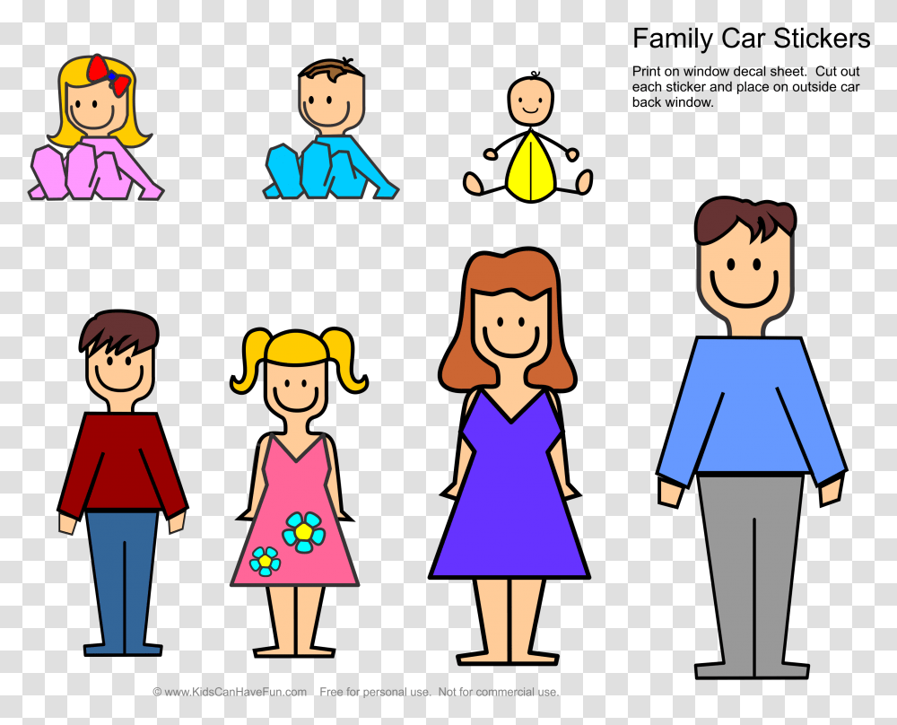 Family Car Sticker Decals Family Clipart Sticker, Person, Human, People, Girl Transparent Png