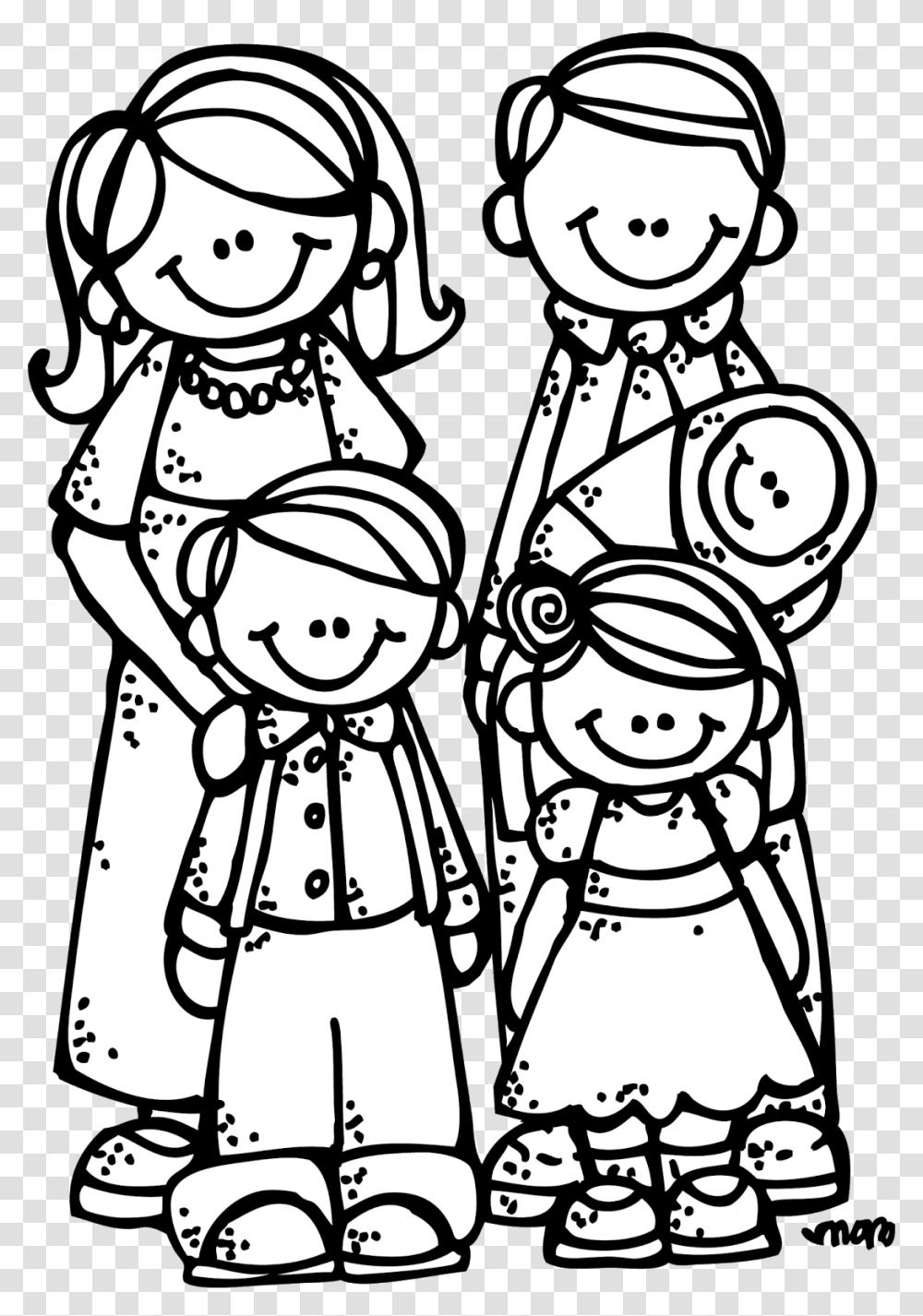 Family Clip Art Black And White, Doodle, Drawing, Stencil, Chef Transparent Png