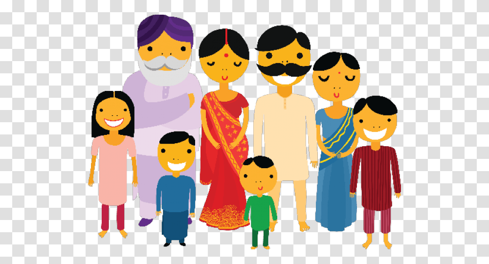 Family Clip Art Free Download Indian Family Cartoon, People, Person, Human Transparent Png