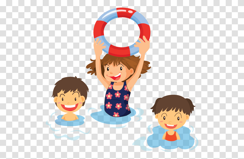 Family Clipart Swim Kids Swimming Kids Swimming Clipart, Person, Life Buoy, Girl, Female Transparent Png
