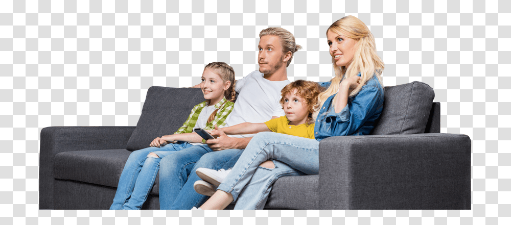 Family Couch Tv, Person, Furniture, People Transparent Png