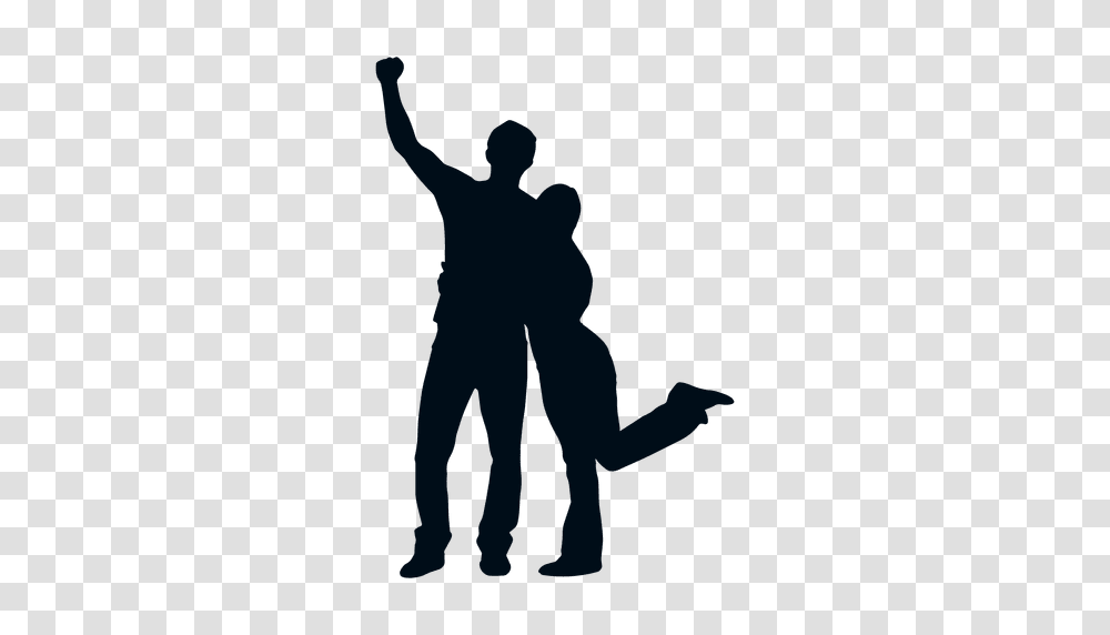 Family Couple Cheering Silhouette, Person, Human, Hand, Duel Transparent Png