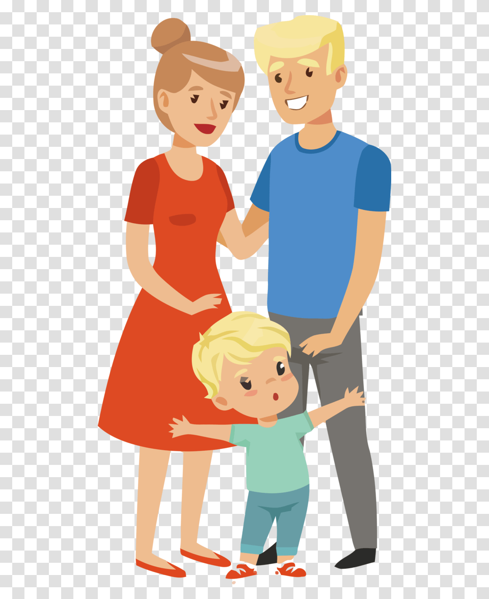 Family Day People Cartoon Child For Happy Parents With Little Boy Clipart, Person, Female, Girl, Hand Transparent Png