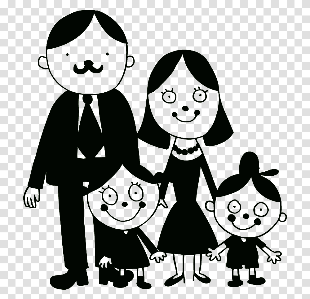 Family Drawing Illustration Familia Blanco Y Negro Dibujo, Alien, Silhouette Transparent Png