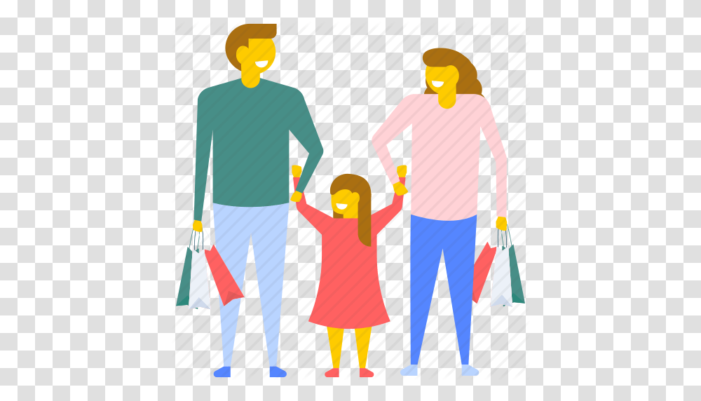 Family Enjoying Shopping Family Shopping Family With Shopping, Hand, Flag Transparent Png