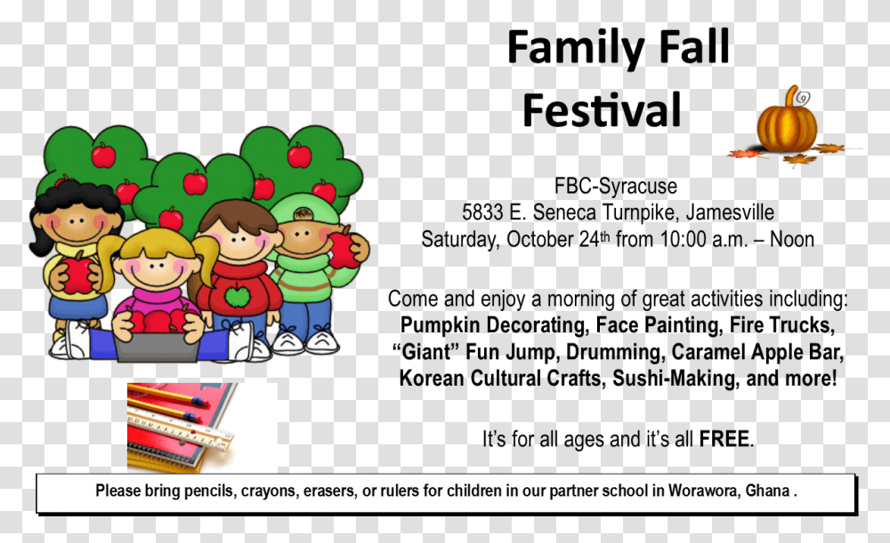 Family Fall Festival Postcard Kids Eating Apples Clipart, Elf, Crowd Transparent Png