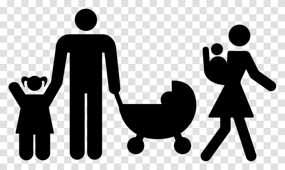 Family Group Of A Couple With Three Children Icon Free, Person, Stencil Transparent Png