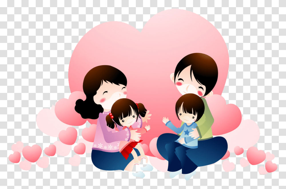 Family Happiness Child Cartoon Happy Family Family Love, Person, People, Female, Girl Transparent Png