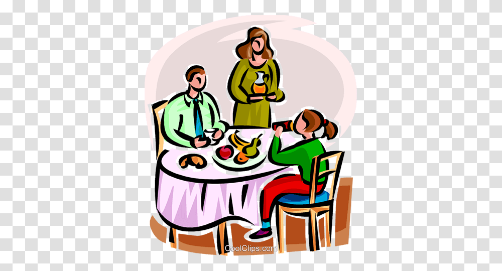 Family Having Dinner Royalty Free Vector Clip Art Illustration, Poster, Advertisement, Chair, Furniture Transparent Png