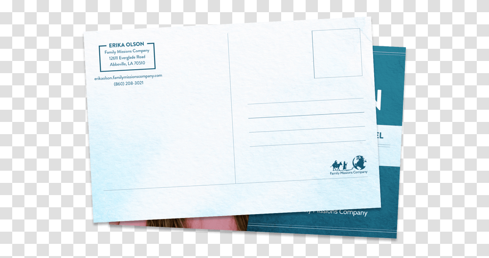 Family Missions Company Postcard Mailer Template Back Handwriting, Envelope Transparent Png
