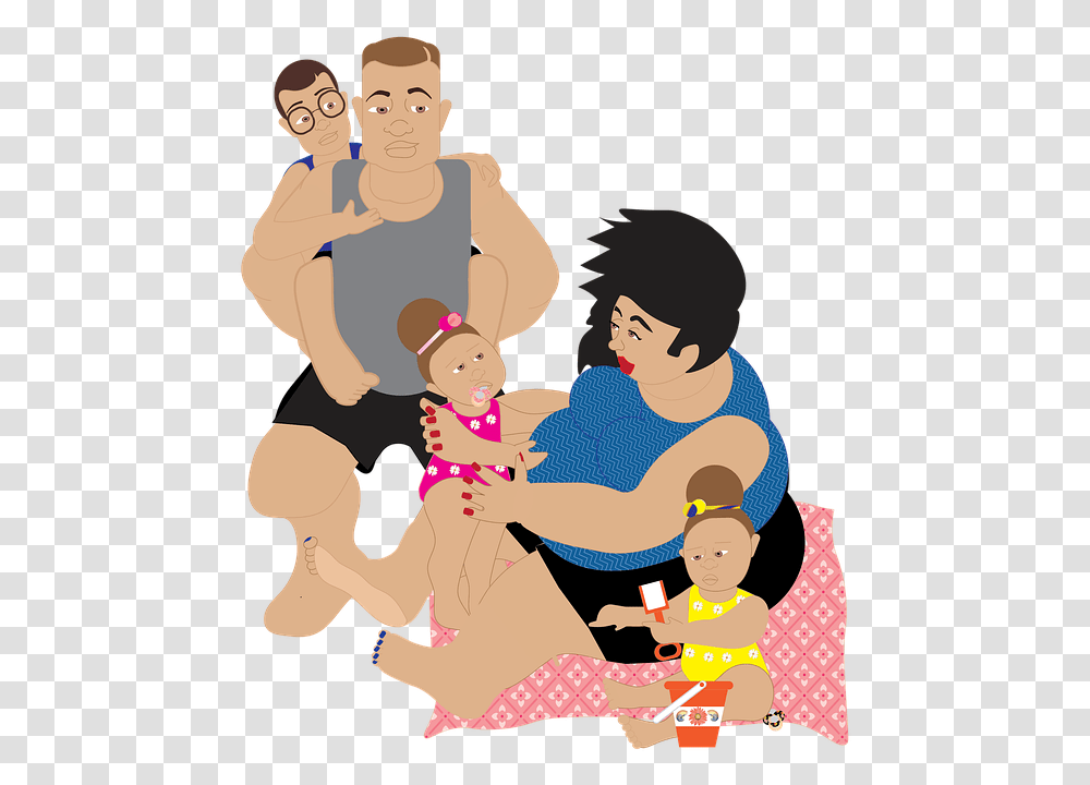 Family Mom Mother Child Girl Baby Daughter Young Cartoon, Person, Human, People, Female Transparent Png
