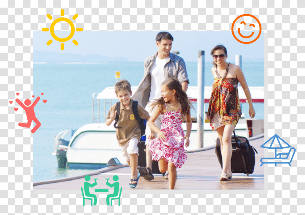Family On Vacation With Suitcases Download, Person, People, Shorts Transparent Png