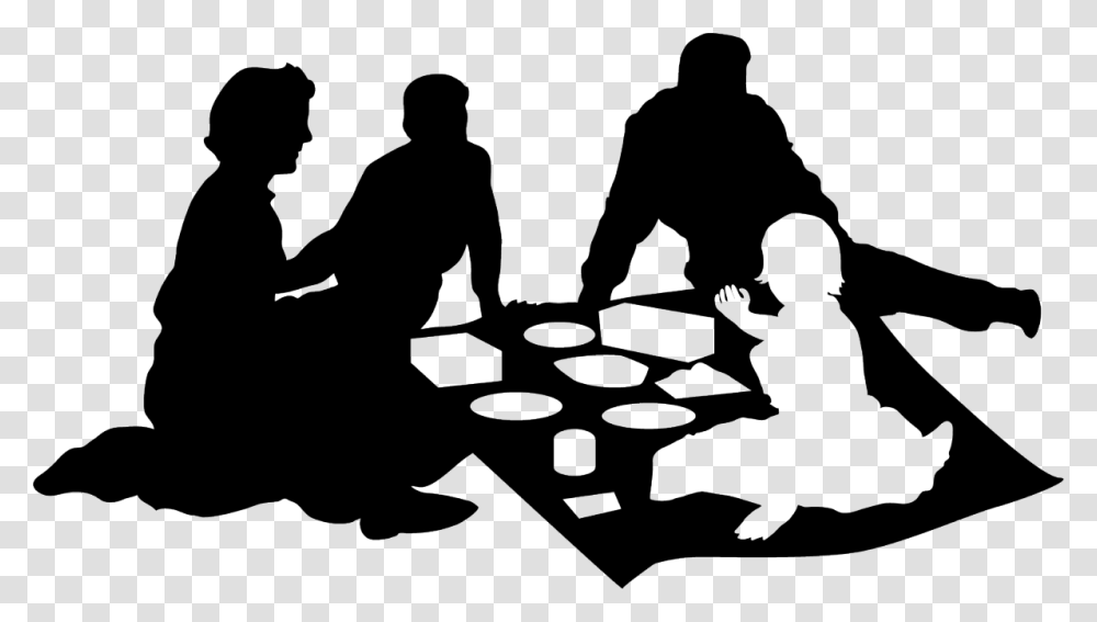 Family Picnic Black Silhouette Family Picnic Picnic Silhouette, Person, Human, Kneeling, Leisure Activities Transparent Png