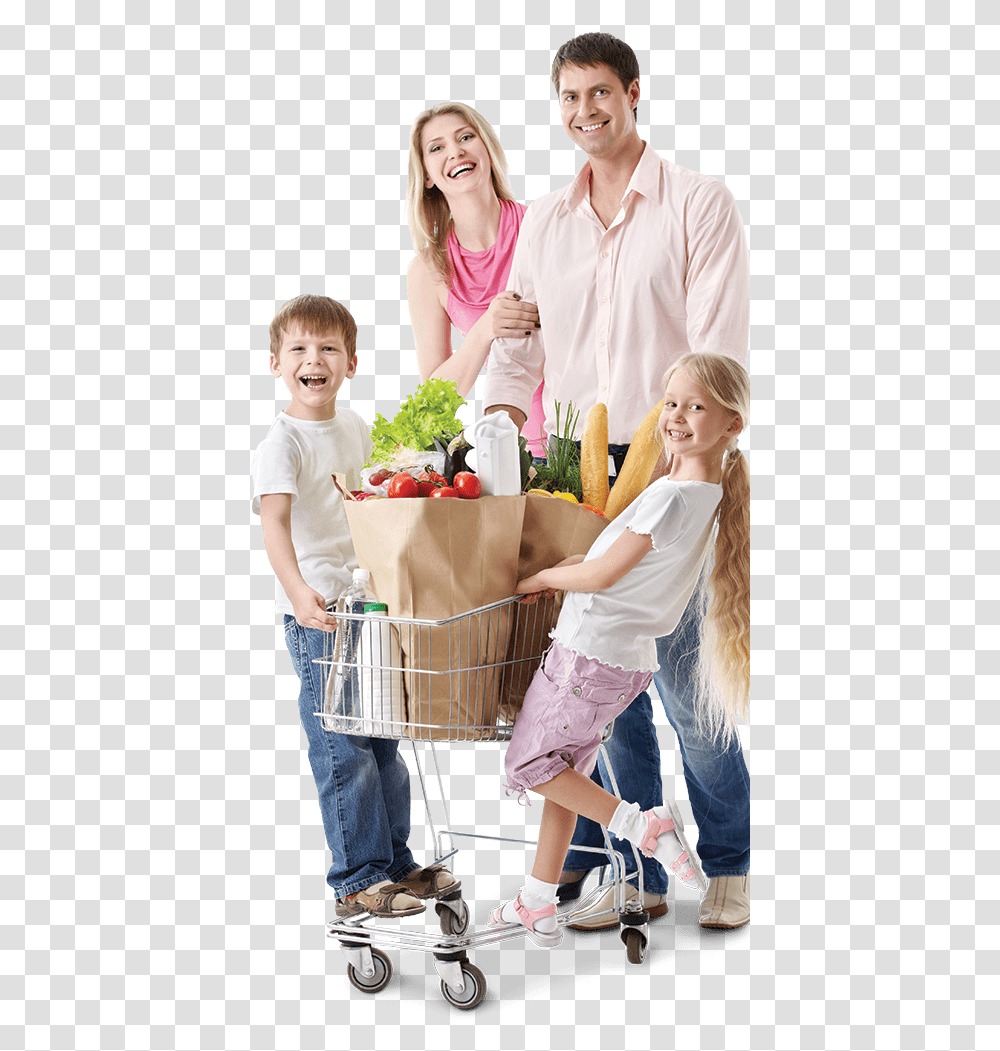 Family Shopping Cart, Person, Shoe, People Transparent Png