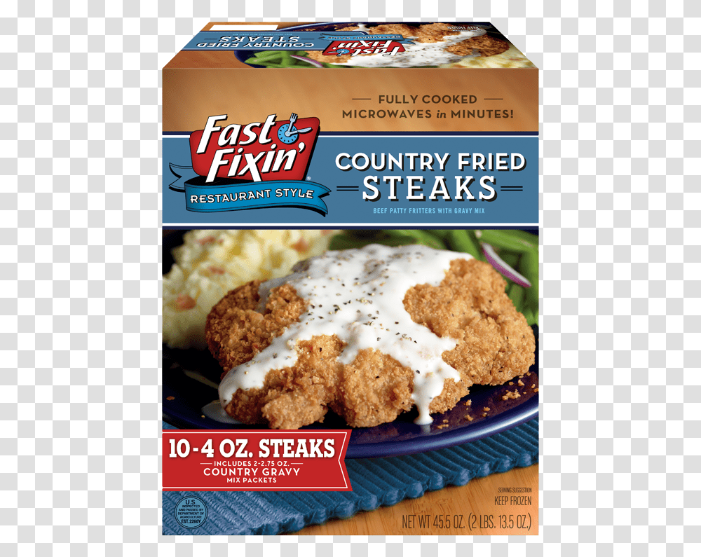 Family Size Country Fried Steak With Gravy Fast Fixin Country Fried Steak, Fried Chicken, Food, Nuggets Transparent Png