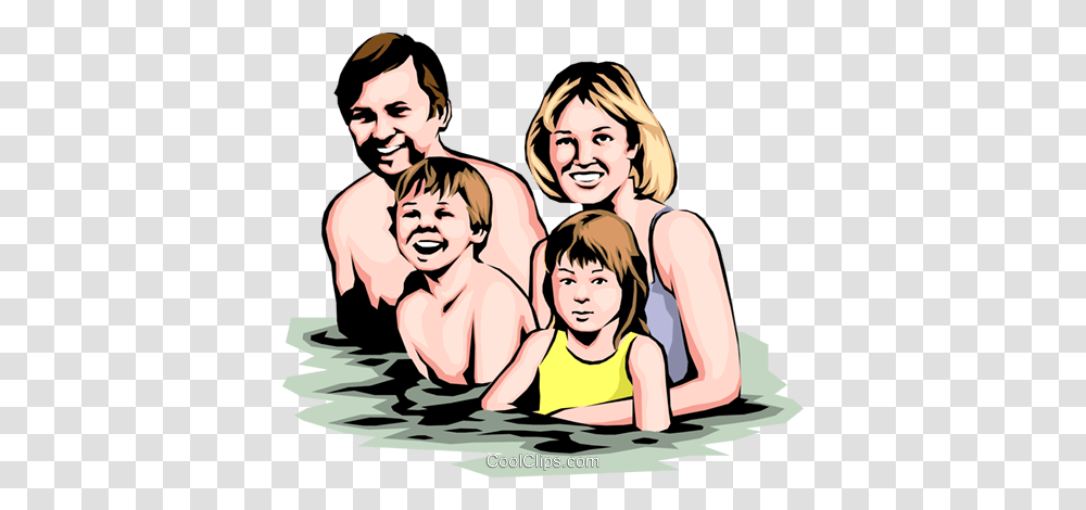 Family Swimming Royalty Free Vector Clip Art Illustration, Person, Human, People Transparent Png