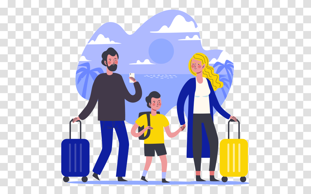 Family Travel Vector, Person, Human, People, Poster Transparent Png