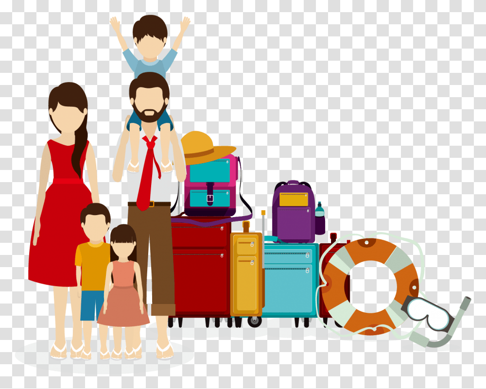 Family Traveling Vector Family Travel Vector, Person, Human, People Transparent Png
