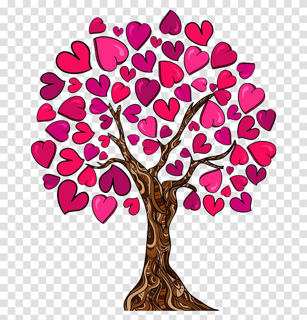 Family Tree Heart Love Clip Art Clipart Heart Family Tree Valentine Tree Clip Art, Plant, Flower, Blossom, Petal Transparent Png