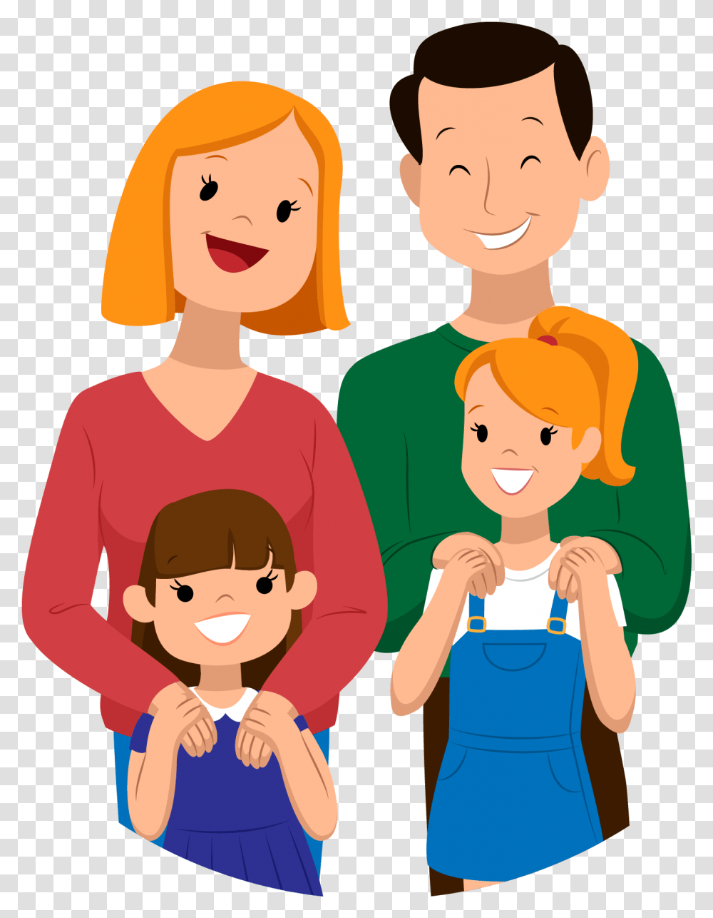 Family Vector Cartoon Family, Person, Human, People, Girl Transparent Png