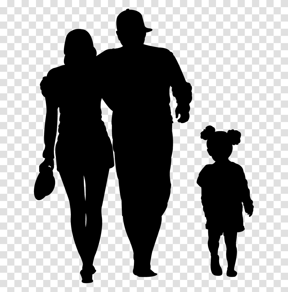 Family Walking Black Silhouette, Person, People, Hand, Duel Transparent Png