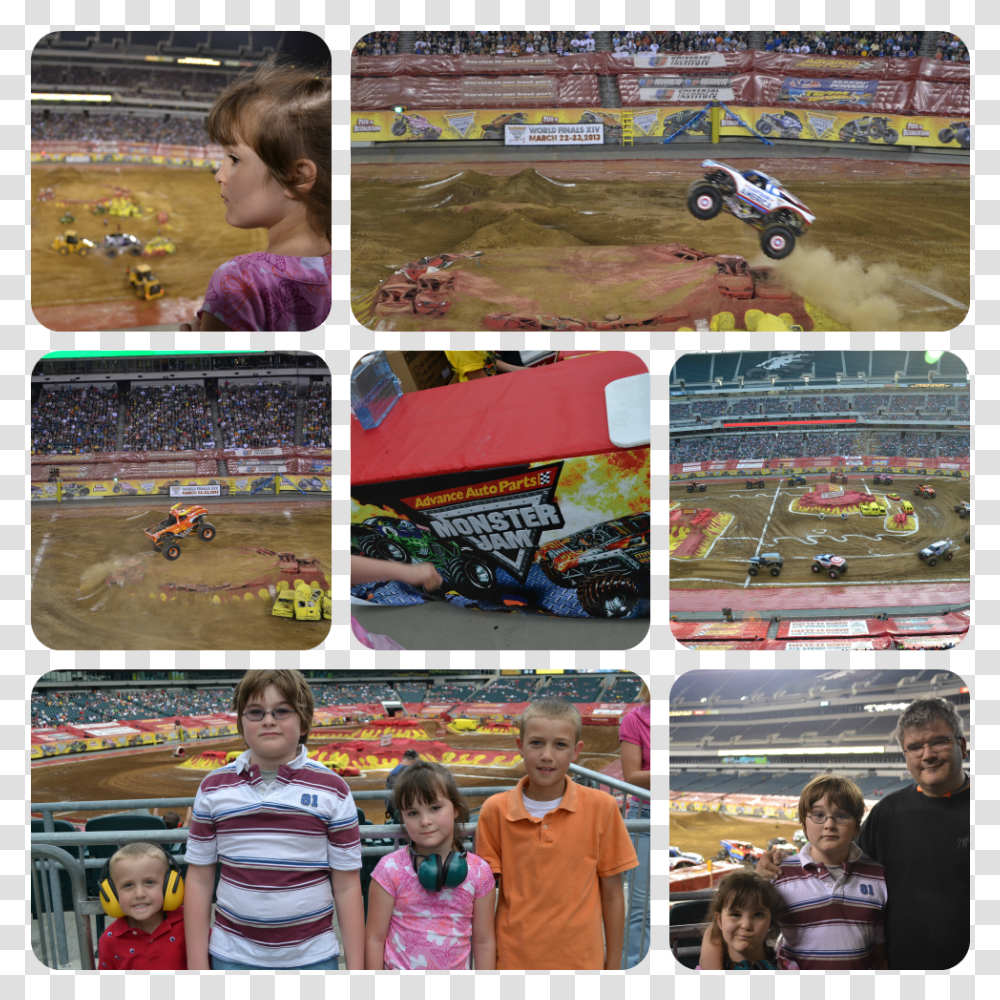 Family Watching Monster Trucks Collage, Person, Poster, Advertisement Transparent Png