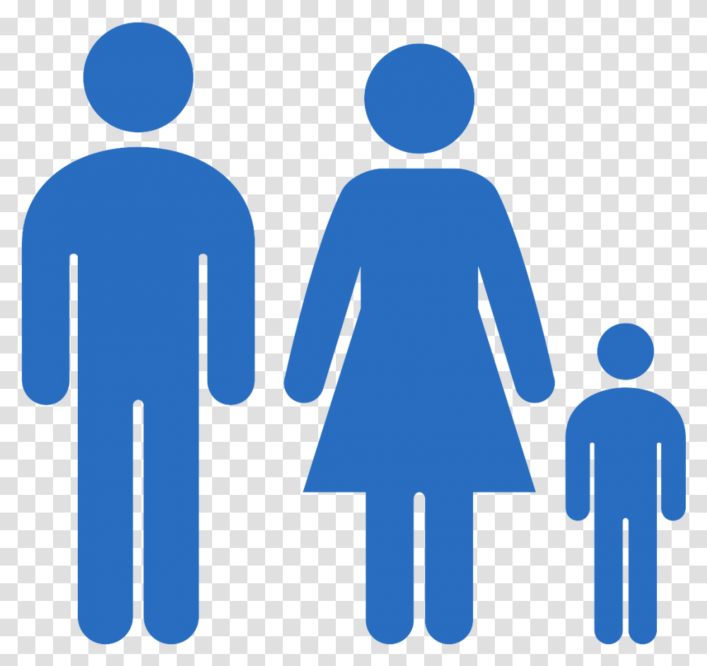 Family With A Household Icon With Color Clipart Man And Woman Stick Figure, Pedestrian, Hand, Road Transparent Png