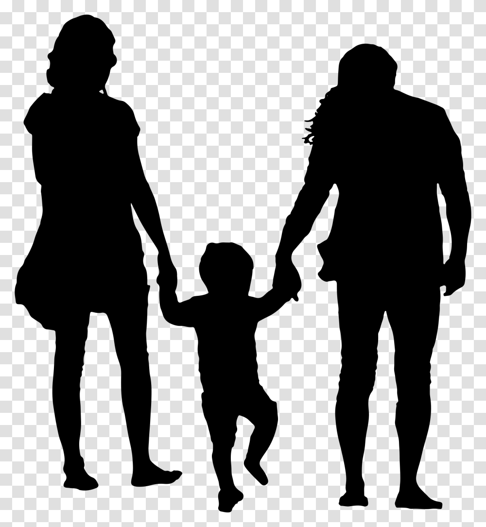 Family With Child In The Middle Silhouette, Gray, World Of Warcraft Transparent Png