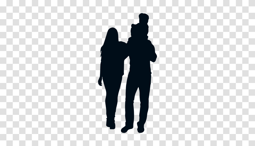 Family With Child On Shoulders Silhouette, Person, Standing, Hand, People Transparent Png