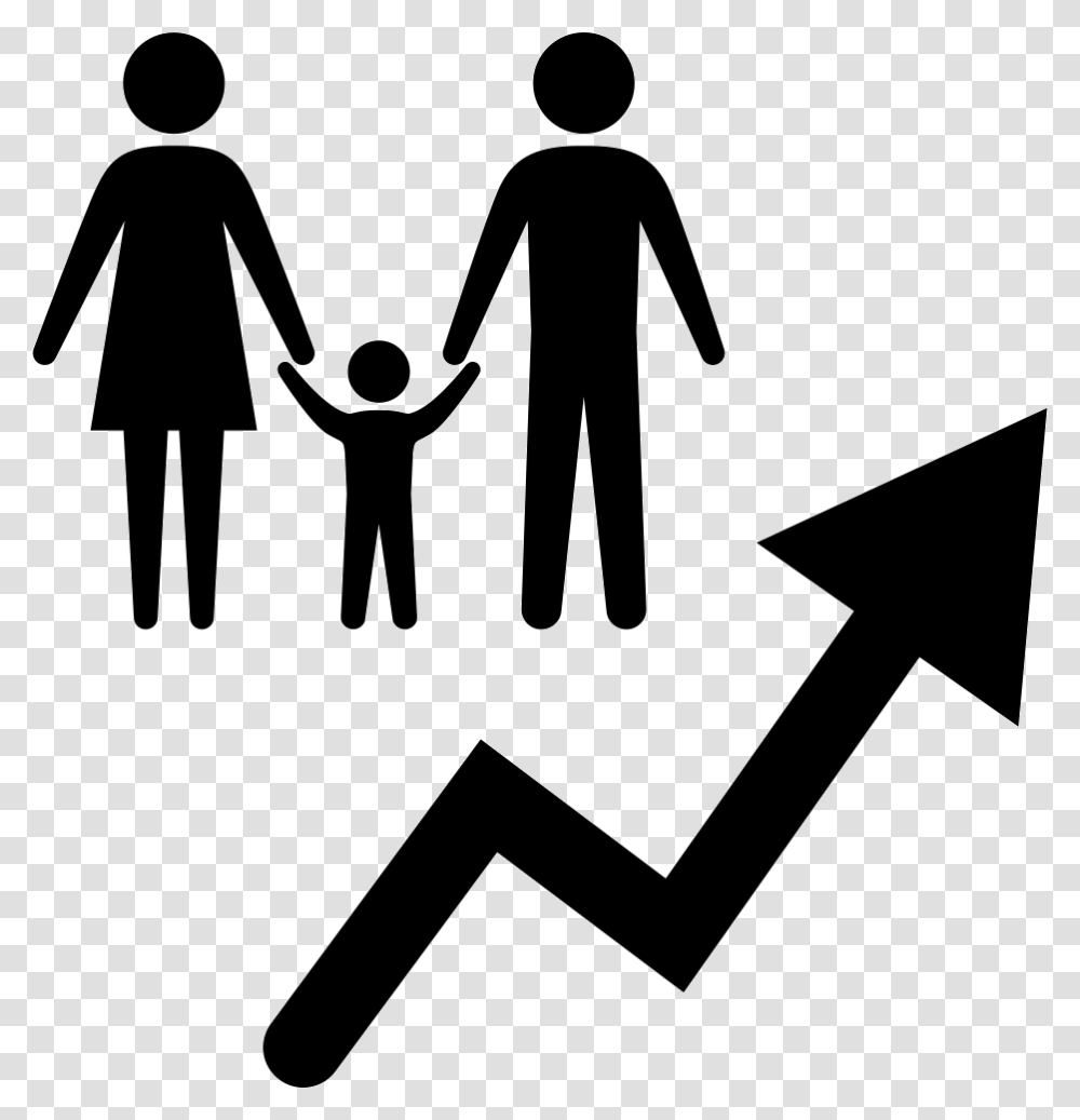 Family With Rising Arrow Socio Economic Development Icon, Hand, Person, Human, People Transparent Png