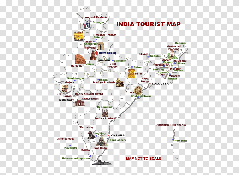 Famous Places In India Map, Diagram, Plot, Atlas Transparent Png
