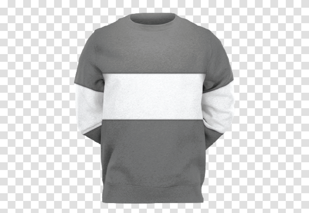 Fan Cloth Striped Sleeve Crewneck Gray Striped Sleeve Crewneck Sweatshirt, Apparel, Sweater, T-Shirt Transparent Png