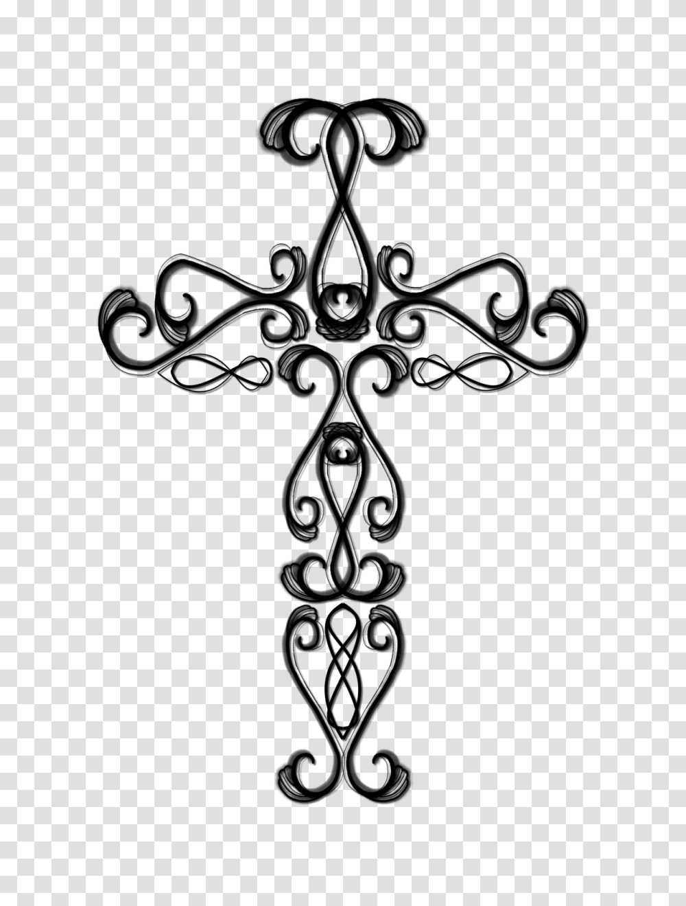Fancy Cross Clip Art Black And White, Floral Design, Pattern Transparent Png