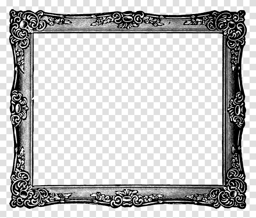 Fancy Painting Frame Black And White Clip Art, Mirror, Screen, Electronics Transparent Png