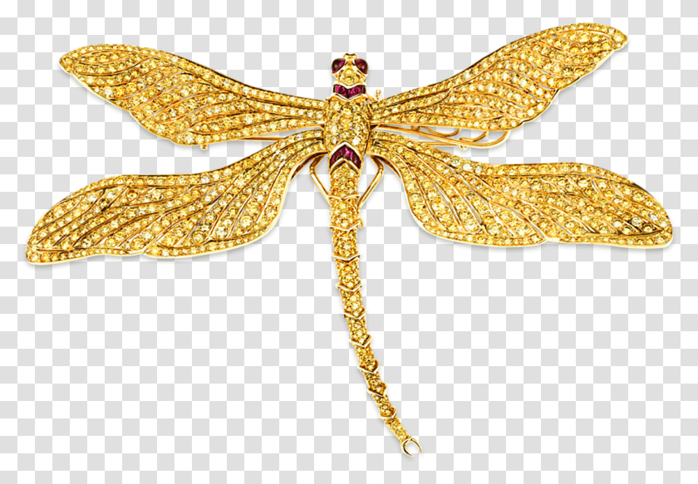 Fancy Vivid Yellow Diamond Dragonfly Brooch, Animal, Invertebrate, Insect, Anisoptera Transparent Png
