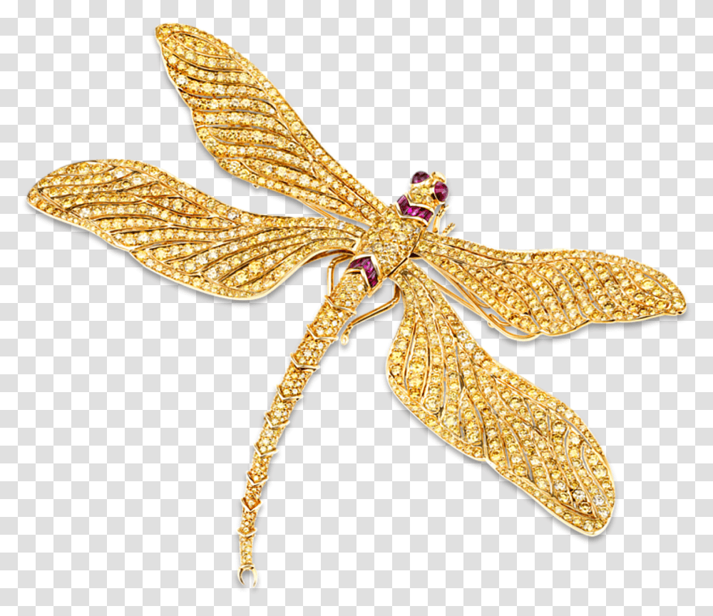 Fancy Vivid Yellow Diamond Dragonfly Brooch Yellow Diamond Brooch, Lizard, Reptile, Animal, Snake Transparent Png