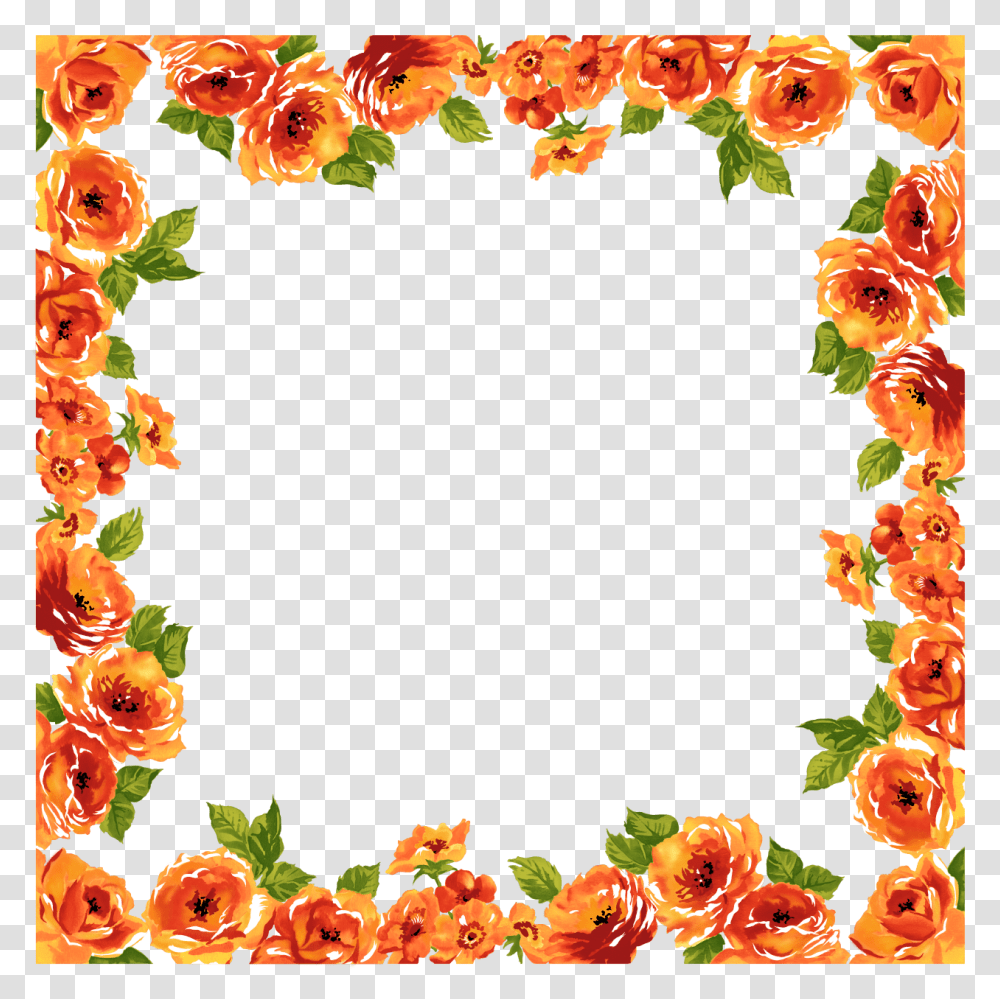 Fancy Wedding Border Flower Design Border Orange, Floral Design, Pattern Transparent Png