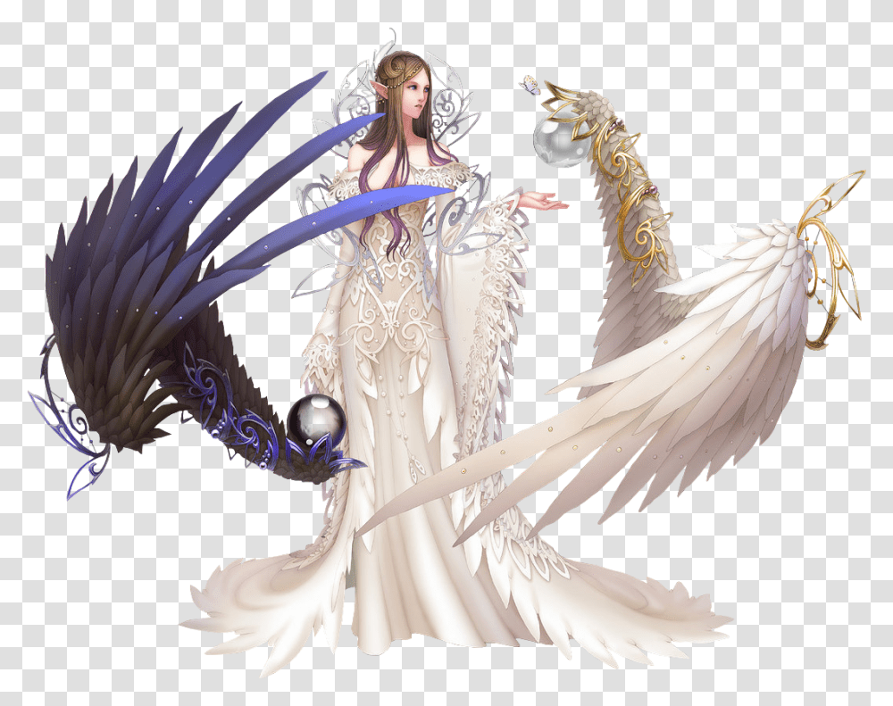 Fantasy Angel Clipart Anime Angel, Bird, Animal, Figurine, Person Transparent Png