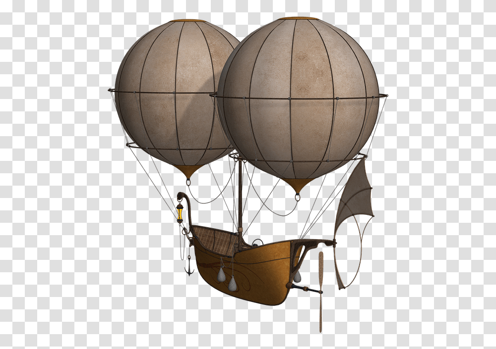Fantasy Boat Hot Air Balloon Clip Arts Steampunk Airship Free Clipart, Vehicle, Transportation, Aircraft, Astronomy Transparent Png