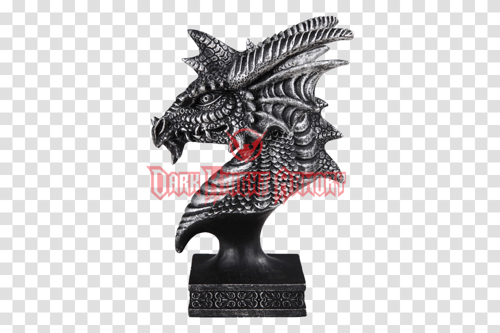 Fantasy Dragon Head Pedestal Statue Sculpture, Cross, Symbol, Dinosaur, Reptile Transparent Png